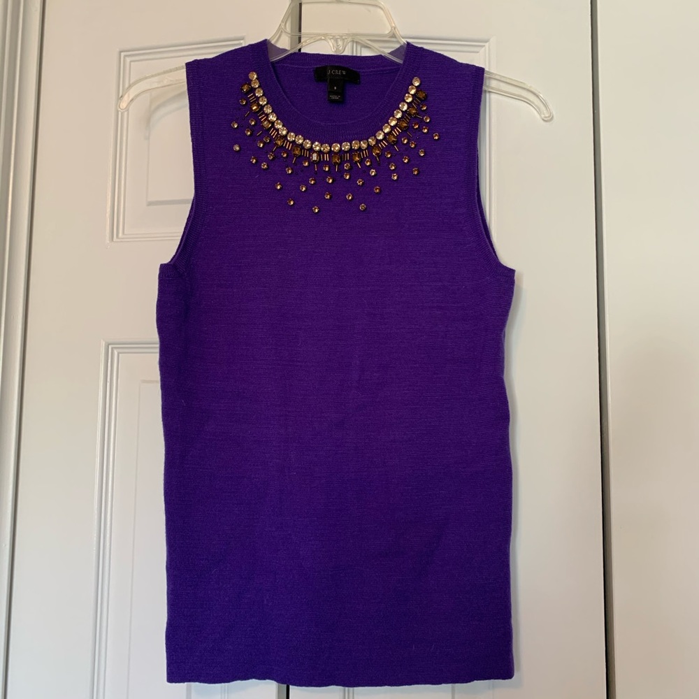 J.Crew purple embellished sleeveless sweater shell